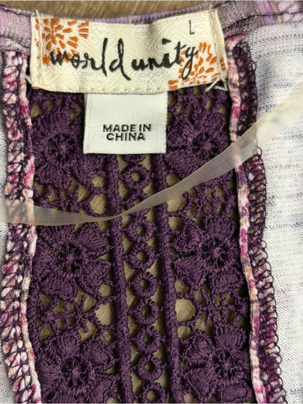Unity World Fairy Tunic Top Womens L Purple Paisley Pleated Babydoll Hankerchief - Picture 2 of 9